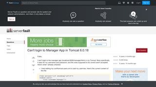tomcat6 - Can't login to Manager App in Tomcat 6.0.18 - Server Fault