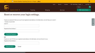 Reset or Recover Login Settings | UPS - United States - UPS.com