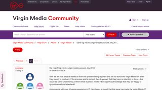 I can't log into my virgin mobile account July 201... - Virgin Media ...