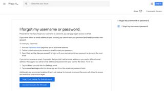 I forgot my username or password. - Waze Help - Google Support