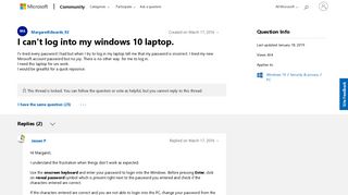 I can't log into my windows 10 laptop. - Microsoft Community
