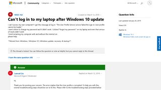 Can't log in to my laptop after Windows 10 update - Microsoft ...