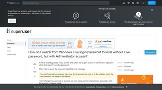 How do I switch from Windows Live login/password to local without ...