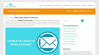 Unable to Login to Windows Live Mail Account - Call us Now