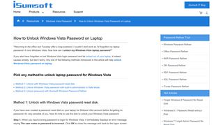 How to Unlock Windows Vista Password on Laptop - iSumsoft
