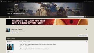 Login problem - Gameplay - World of Tanks official forum