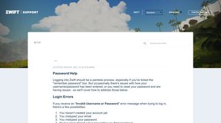 Password Help - Zwift Support