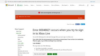 Error 80048821 | Can't Sign in to Xbox Live - Xbox Support