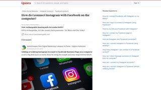 How do I connect Instagram with Facebook on the computer? - Quora