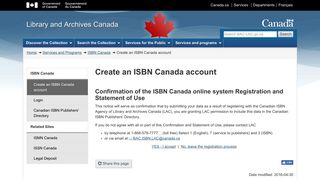 Create an ISBN Canada account - Library and Archives Canada