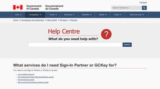 What services do I need Sign-In Partner or GCKey for? - Cic.gc.ca