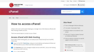 How to access cPanel - WHC.CA - Web Hosting Canada