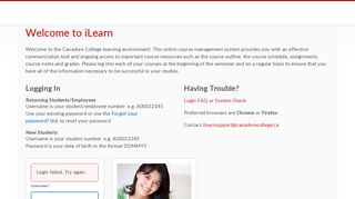 Login - Canadore College - Online Learning Environment - iLearn
