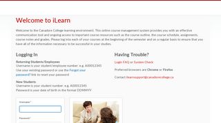 Login - Canadore College - Online Learning Environment