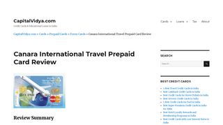 Canara International Travel Prepaid Card Review - CapitalVidya.com