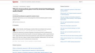 What is transaction password in internet banking in andra bank ...