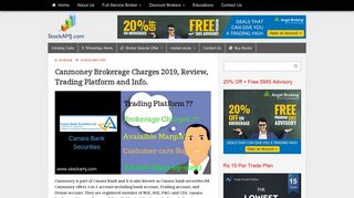 Canmoney Brokerage charges 2019 | Canara bank securities | Reviews