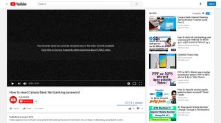 How to reset Canara Bank Net banking password - YouTube