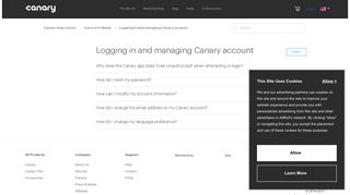 Logging in and managing Canary account – Canary Help Center