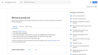 Remove products - Computer - Google Account Help - Google Support