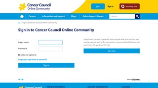 Sign in to Cancer Council Online Community