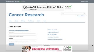 Log in - Cancer Research - AACR Journals