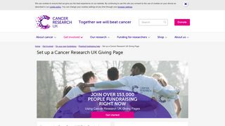 Set up a Cancer Research UK Giving Page