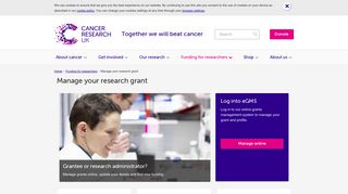 Manage your research grant | Cancer Research UK