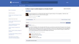 Is there a way to switch players on Candy Crush? | Facebook Help ...