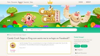 Candy Crush Saga on King.com wants me to re-login on Facebook ...
