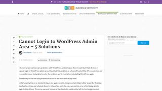 Cannot Login to WordPress Admin Area – 5 Solutions - Business 2 ...