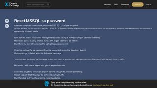 [SOLUTION] Reset MSSQL sa password - Experts Exchange