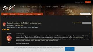 Cannot connect to NCSoft login services. - Player Help - Blade ...