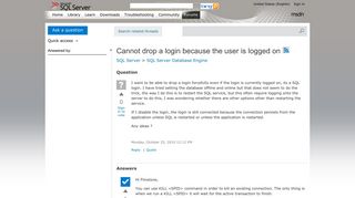 Cannot drop a login because the user is logged on - MSDN - Microsoft