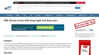 SQL Server errors with drop login and drop user