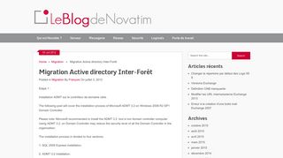Migration Active directory Inter-Forêt - Le Blog de Novatim