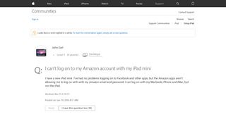 I can't log on to my Amazon account with … - Apple Community