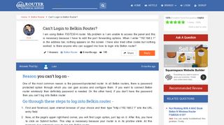 Can't Login to Belkin Router | Router Technical Support