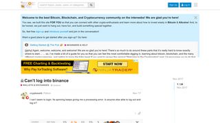 Can't log into binance - Binance - The Bitcoin Pub