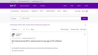 Solved: Cannot access BT e-mail account on any app or PC s... - Page ...