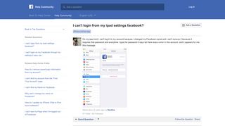 I can't login from my ipad settings facebook? | Facebook Help ...