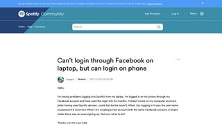 Can't login through Facebook on laptop, but can lo... - The ...