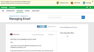 Can't log in to a godaddy account, email - GoDaddy Community