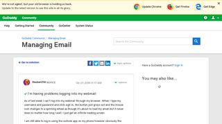 Solved: I'm having problems logging into my webmail - GoDaddy ...
