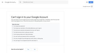 Can't sign in to your Google Account - Google Account Help