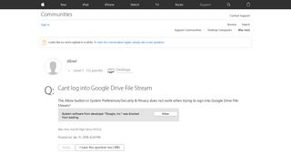Cant log into Google Drive File Stream - Apple Community