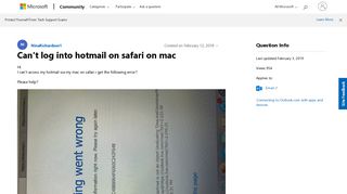 Can't log into hotmail on safari on mac - Microsoft Community