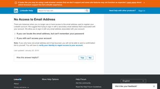 No Access to Email Address | LinkedIn Help