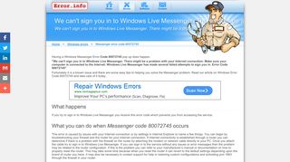 We can't sign you in to Windows Live Messenger. There might be a ...