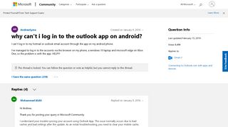 why can't i log in to the outlook app on android? - Microsoft ...